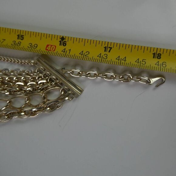 Vintage Western Germany Gold Tone Chain Necklace Multi Strand Layered Statement - Picture 9 of 9